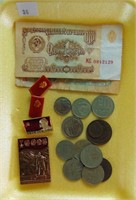 Soviet Union (Russia) Banknotes, Pins, Coins