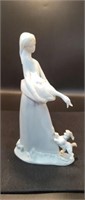 Lladro Figurine 
Girl with goode and dog 
Matte