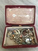 Jewelry Box and Vintage Jewelry Contents