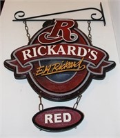 RICKARD'S RED 2-SIDED HANGING BAR SIGN