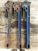 (3) Ridgid 24" Pipe Wrenches