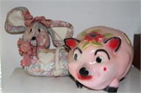 Piggy bank and fabric mouse