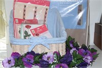 Labels and flowers in basket