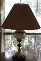 Milk glass lamp with shade 31 inches tall