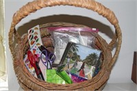 Basket with craft supplies, Beatles CD