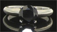 Genuine 1.60 ct Black Diamond Round Solitaire Ring