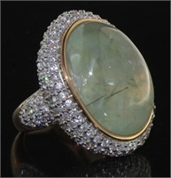 Oval Natural 22.60 ct Jade Designer Ring