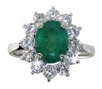 14kt White Gold 3.37 ct Emerald & Diamond Ring