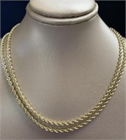 10kt Gold 30" Diamond Cut Rope Chain