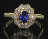 14kt Gold Antique Natural Sapphire & Diamond Ring