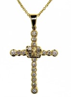 14kt Gold 1/2 ct Diamond Cross Necklace