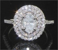 14kt White Gold 1.43 ct Oval Halo Diamond Ring