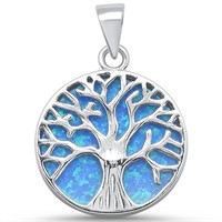 Stunning Blue Opal Tree of Life Pendant