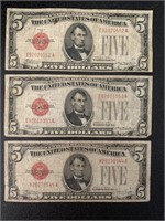 1928 Red Seal $5.00 United States Note