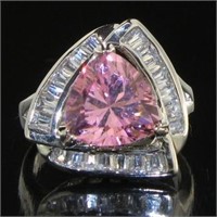 Beautiful Pink & White Topaz Fashion Ring