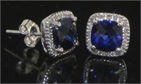 10kt Gold 2.00 ct Sapphire & Diamond Earrings