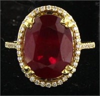 14kt Yellow Gold 9.04 ct Ruby and Diamond Ring