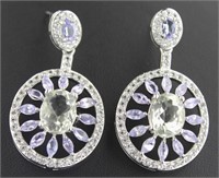 Natural 4.10 ct Tanzanite & Peridot Earrings