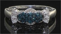 Natural 1/4 ct Fancy Blue Diamond Band