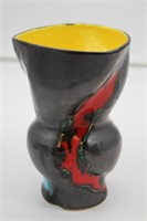 Handmade pottery vase, drip glazed?