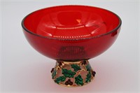 Teleflora Red decorative dish with holly