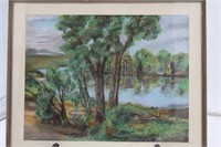 11.5" x 14" pastel landscape, framed
