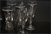 Set of 8 crystal stemware, silver tone rim