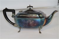 Silver plate footed teapot, made in England