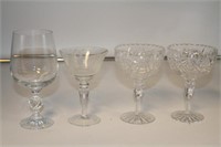 Lot of four pieces of stemware Crystal, and glass