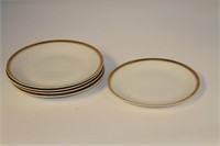 Lot of five gold rim Salad plates, one is smaller