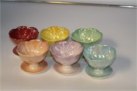 Lot of six multicolored Footed dishes