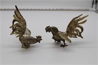 Lot of two metal Roosters