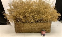 Very old  basket of faux baby's breath flowers