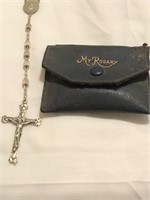 Sterling Rosary in Leather Pouch