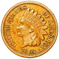 1862 Indian Head Penny NEARLY UNCIRCULATED
