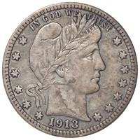 1913-D Barber Silver Quarter LIGHTLY CIRCULATED