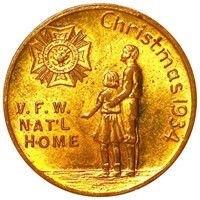 1934 Christmas Token ABOUT UNCIRCULATED