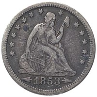 1853 Seated Liberty Quarter LIGHTLY CIRCULATED