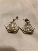 Pair of Unmarked Silver Boat Earrings