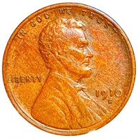 1910-S Lincoln Wheat Penny NEARLY UNC