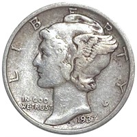 1937-S Mercury Silver Dime NICELY CIRCULATED
