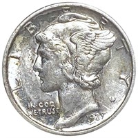 1937-D Mercury Silver Dime ABOUT UNCIRCULATED