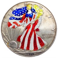 2001 Silver Eagle Colorized NEARLY UNCIRCULATED