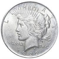 1922 Silver Peace Dollar CLOSELY UNC