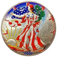 2001 Silver Eagle Colorized ABOUT UNCIRCULATED