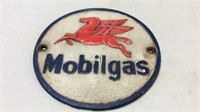 Mobilgas cast iron sign 9”