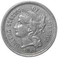 1881 Three Cent Nickel ABOUT UNCIRCULATED