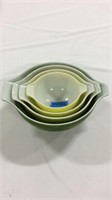 Set of Vintage Green Pyrex nesting bowls