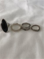 3 Sterling and 1 Unmarked Rings