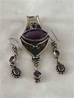 June Sterling Pendant and Earring Set